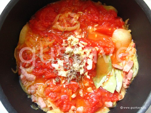 Préparation Quiche à la tomate, au lard et au gingembre - étape 4