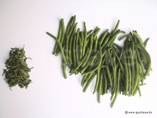 Préparation Salade de haricots verts aux petits oignons - étape 1