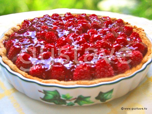 Tarte aux framboises à l'eau de vie