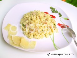 Risotto au jambon et au lard