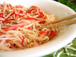 Salade chinoise au soja, au jambon et au poivron rouge