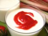 Crème au fromage blanc et coulis fraises-rhubarbe